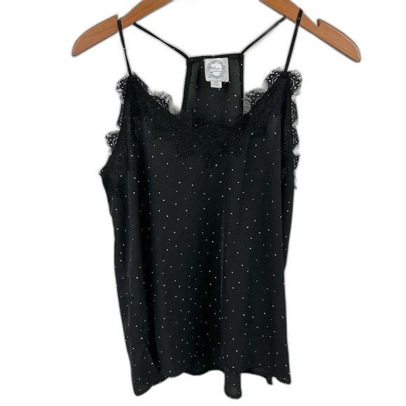 Blue Rain For Francesca’s Black & White Polka Dot Cami Blouse Size Medium - Picture 1 of 12